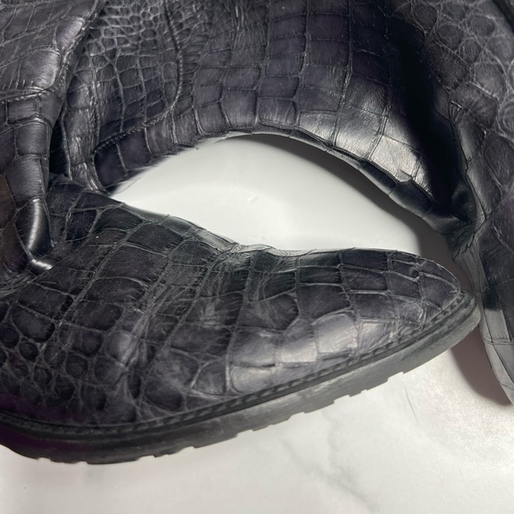 Stuart Weitzman Croc Embossed Equine Boot - Picture 4 of 8